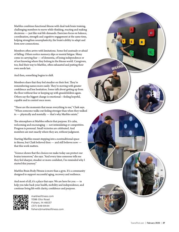 Towne Post February 2026, second page of the Marbles feature